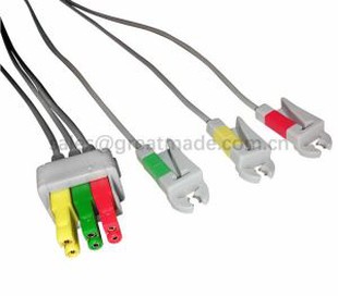 Conjunto de cabos de datah ohmeda compatíveis, 3-Lead, Grabber, IEC, 100CM e 2PIN.