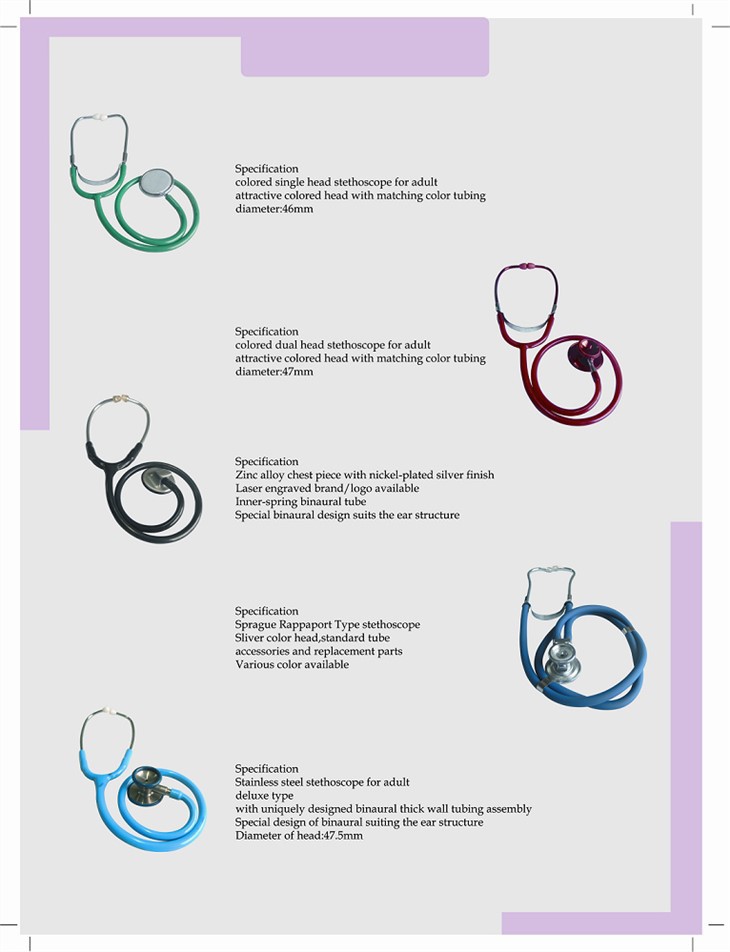 Estetoscópio profissional de alumínio anodizado de cabeça dupla com estetoscópio anti-cabeça